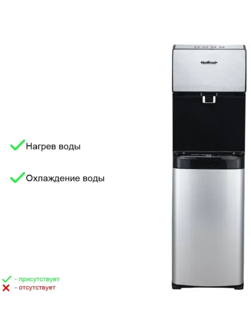 Кулер для воды HotFrost V450ASM, 650Вт, бак холод. 3.6л,горяч. 1л, (серебр)