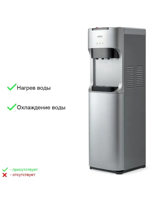 Кулер для воды VATTEN L45SE напольный, электронн, нижняя загрузка, серебро