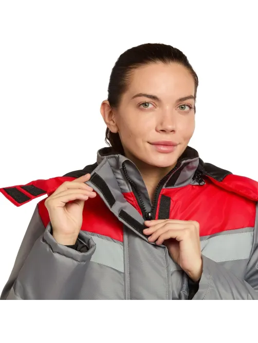 Куртка рабочая зимняя женская з46-КУ сер/крас (р.48-50) 170-176