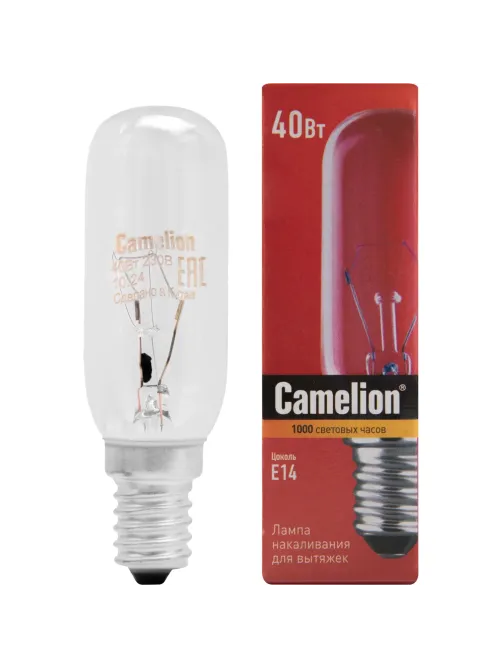 Лампа накаливания Camelion MIC 40/T25/CL/E14 40Вт Е14 для вытяжек (12984)