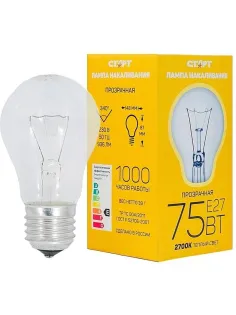 Лампа накаливания СТАРТ стандартная/прозрачная 75W E27