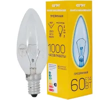 Лампа накаливания СТАРТ свеча/прозрачная 60W E14