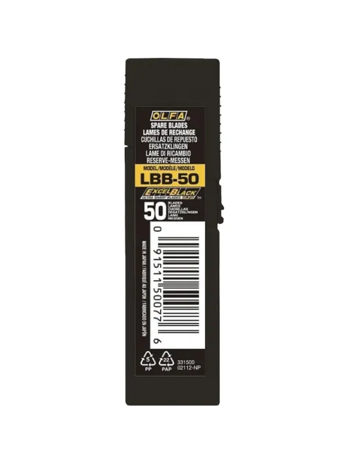 Лезвие OLFA EXCEL BLACK сегментир. 18 мм, 8 сегментов, 50 шт/уп (OL-LBB-50)