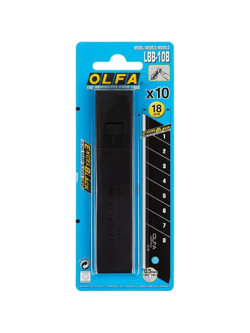 Лезвие запасное для ножей OLFA BLACK MAX  (LBB-1OB) 18мм, 10шт./уп.футляр