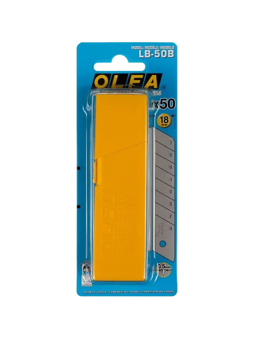 Лезвие OLFA сегментированное,18мм, толщина 0,5мм, 50шт/уп., OL-LB-50B