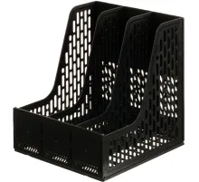 Лоток вертикальный д/бумаг Deli E9843,сбор,3отд,чер,250x257x275мм,пл