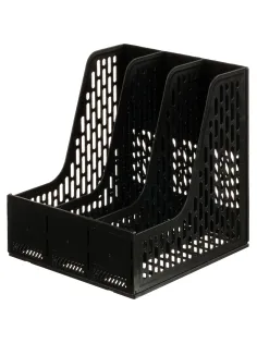 Лоток вертикальный д/бумаг Deli E9843,сбор,3отд,чер,250x257x275мм,пл