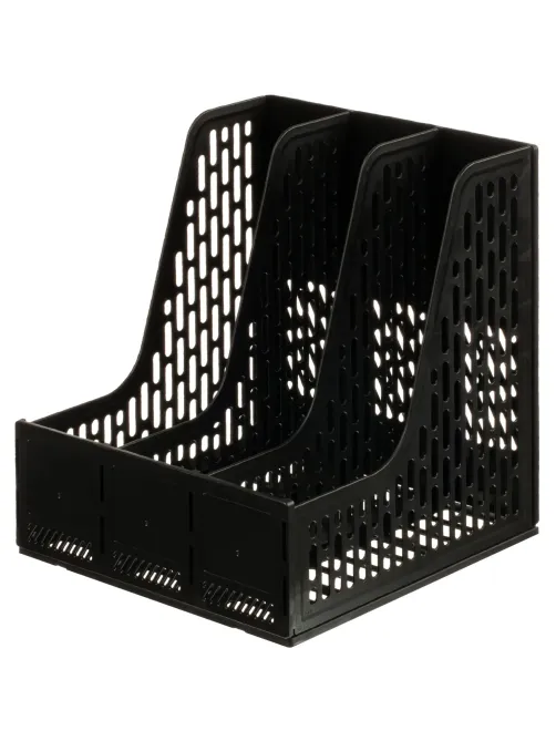 Лоток вертикальный д/бумаг Deli E9843,сбор,3отд,чер,250x257x275мм,пл