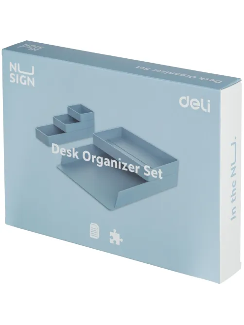 Лоток горизонтальный д/бум Deli NuSign ENS001-blue 2лотка + орган-р син