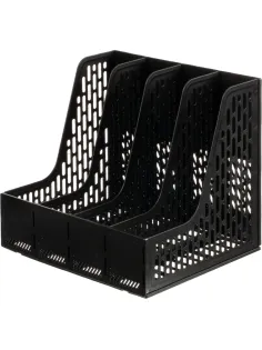 Лоток вертикальный д/бумаг Deli E9844,сбор,4отд,чер,325x257x275мм,пл