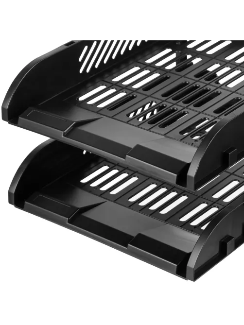 Лоток горизонтальный для бумаг  Deli E9212,сборн,черн,325x241x155мм 2шт/наб
