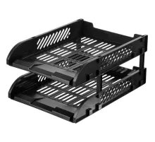 Лоток горизонтальный для бумаг  Deli E9212,сборн,черн,325x241x155мм 2шт/наб