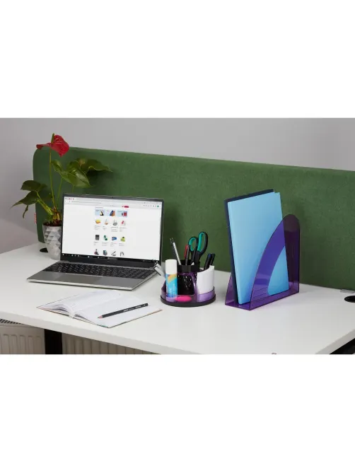 Лоток вертикальный Attache 90мм Bright Colours прозрачный фиолетовый