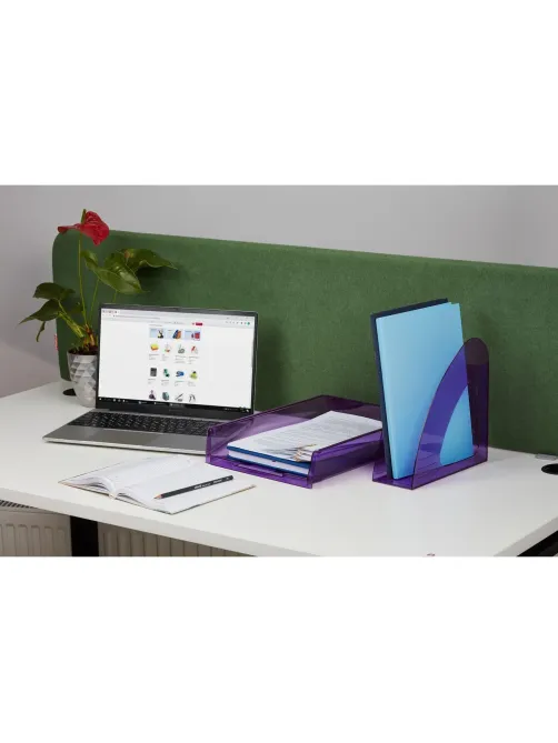 Лоток вертикальный Attache 90мм Bright Colours прозрачный фиолетовый