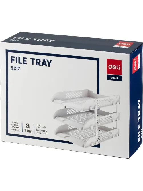 Лоток горизонтальный для бумаг Deli E9217Grey набор 3шт на металл.стерж сер