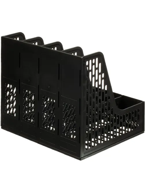 Лоток вертикальный д/бумаг Deli E9844,сбор,4отд,чер,325x257x275мм,пл