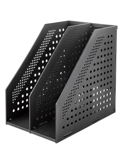 Лоток вертикальный Deli 78999Dark grey складной 2 отделения темно-серый