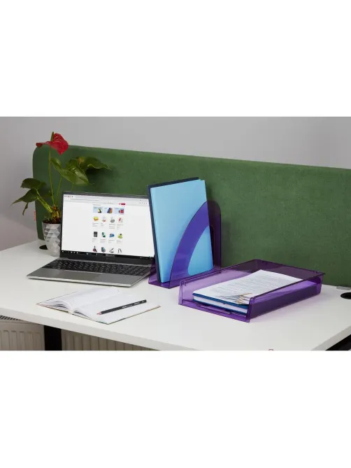 Лоток вертикальный Attache 90мм Bright Colours прозрачный фиолетовый