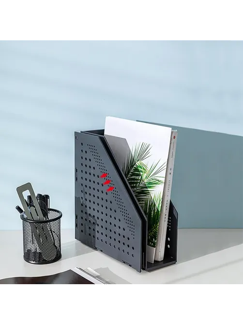 Лоток вертикальный Deli 78999Dark grey складной 2 отделения темно-серый