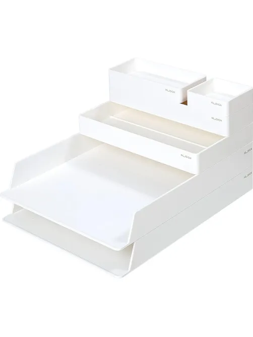 Лоток горизонтальный д/бум Deli NuSign ENS001-white 2лотка + орган-р бел