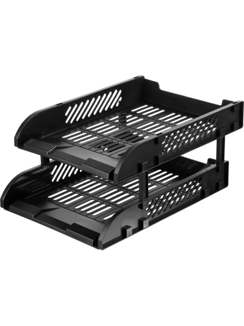 Лоток горизонтальный для бумаг  Deli E9212,сборн,черн,325x241x155мм 2шт/наб