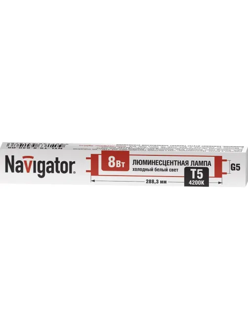 Лампа люминесцентная Navigator NTL-T5-08-840-G5 8Вт T5 4200К G5 94107