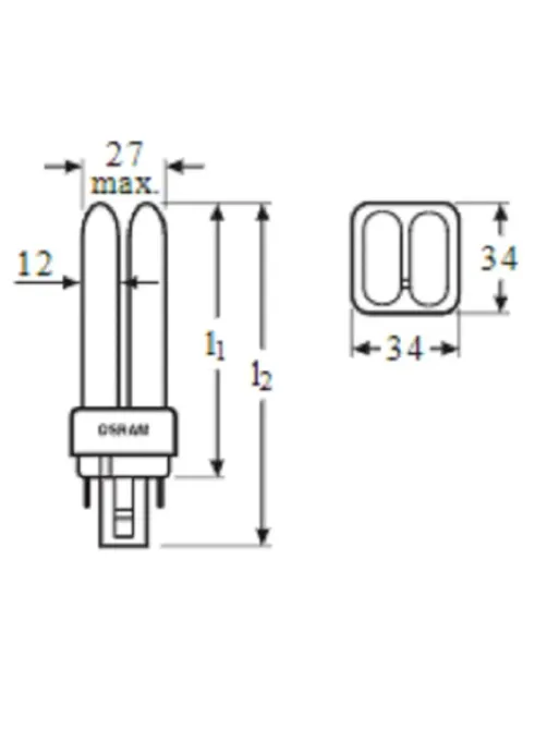 Лампа люминесцентная КЛЛ. OSRAM CFL DULUX D/E 26W/840 G24Q-3 122453