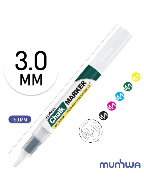 Маркер меловой MunHwa, CM-05, белый, 3мм
