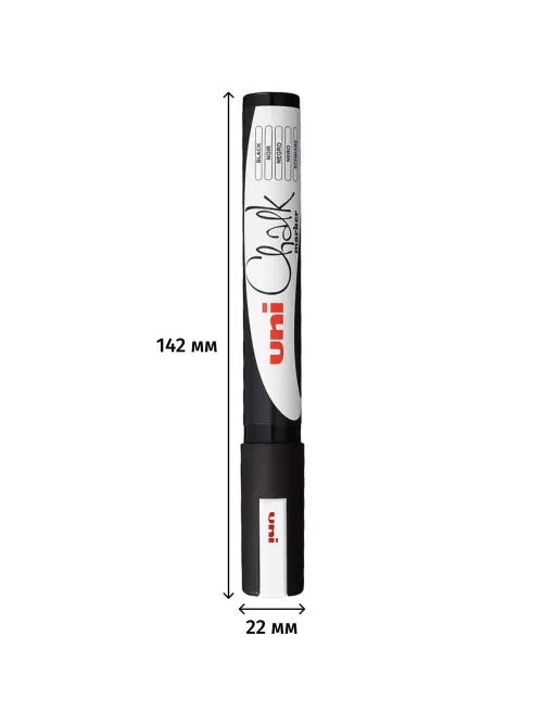 Маркер меловой UNI PWE-5M, чёрный, 1.8-2.5 мм.