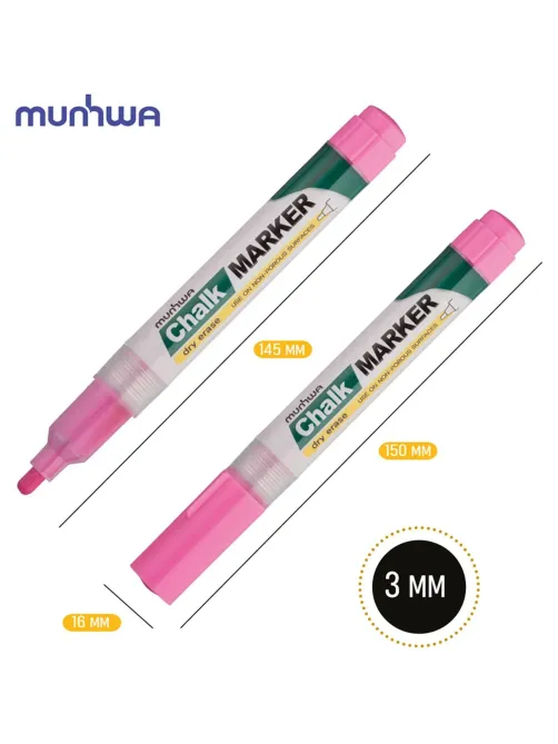 Маркер меловой MunHwa, CM-10, розовый, 3мм