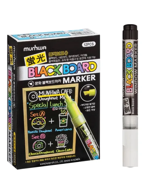 Маркер меловой MunHwa Black Board Marker белый 3мм, водная основа BM-05