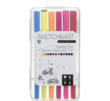 Набор маркеров ДВУС.СКЕТЧ-МАРКЕРЫ(КИСТОЧКА+ЛИНЕР)SKETCH&ART12 ЦВ.,22-0082