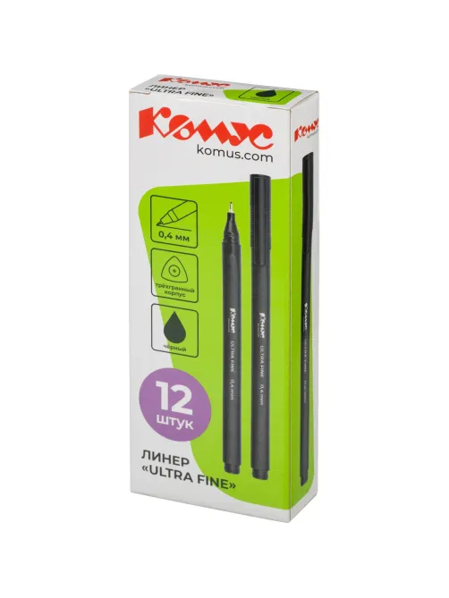 Линер Комус Ultra Fine 0.4 мм, черный