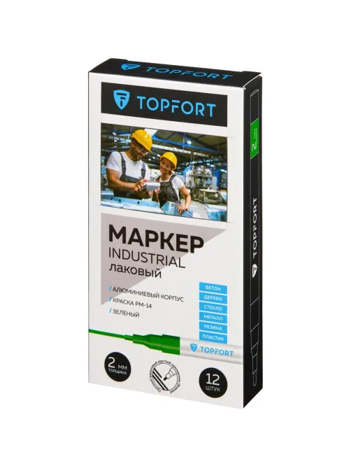 Маркер лаковый Topfort Industrial 1 мм зеленый