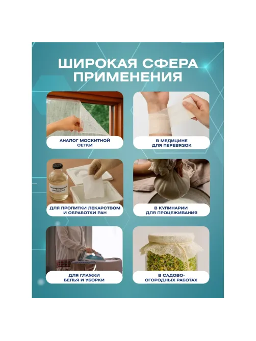 Марля медицинская отбеленная 1мx90см, отрез, пл. 36г, 20шт/уп