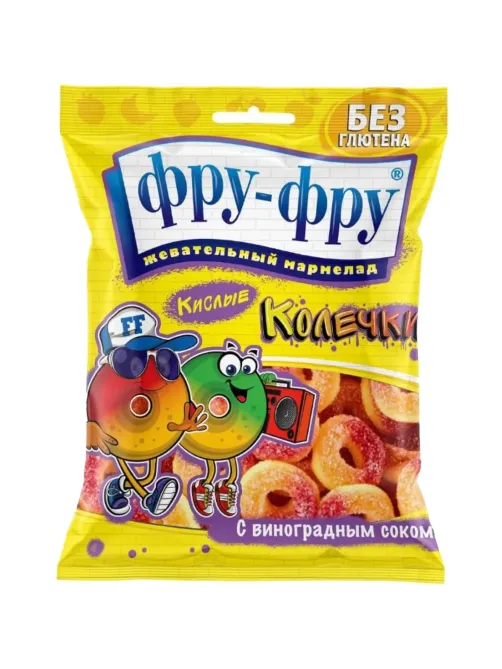 Мармелад жевательный Фру-Фру кислые колечки, 80гx12шт/уп, FF-25-18