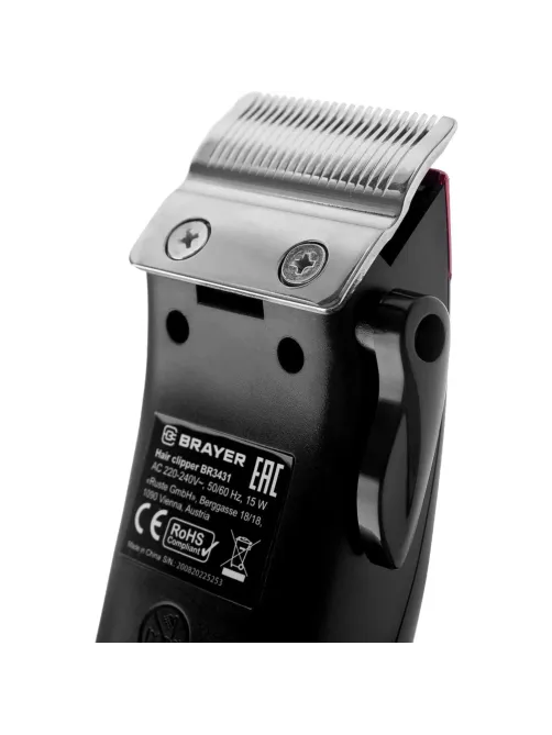 Машинка для стрижки BRAYER 3431BR сетевая. Мощ.15Вт. Стальные лезвия