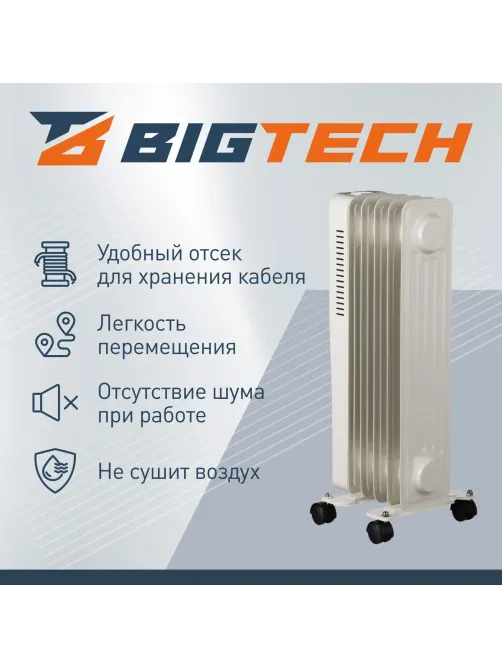 Радиатор BigTech WBH002 10W, масляный (5 секций 1000 Вт)