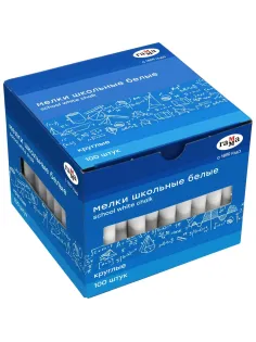 Мел школьный Гамма белые 100 штук, мягкие, круглые, 2308194