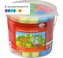 Мел для асфальта Гамма Мультики 20 цв.,  пластик. ведро, 1704194