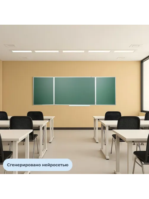 Доска магнитно-меловая 100х300см Attache 3-х секционная зеленая, лак