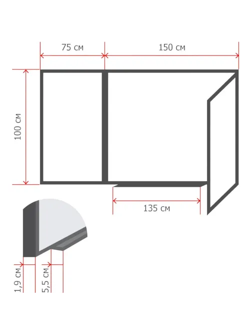 Доска магнитно-меловая Attache Loft комбин. 3-эл.100x300 (2-ств)черный(бел)