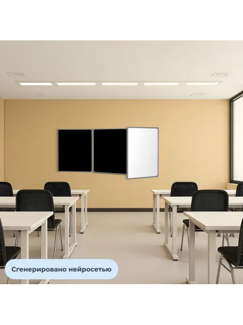 Доска магнитно-меловая Attache Loft комбин. 3-эл.100x300 (2-ств)черный(бел)