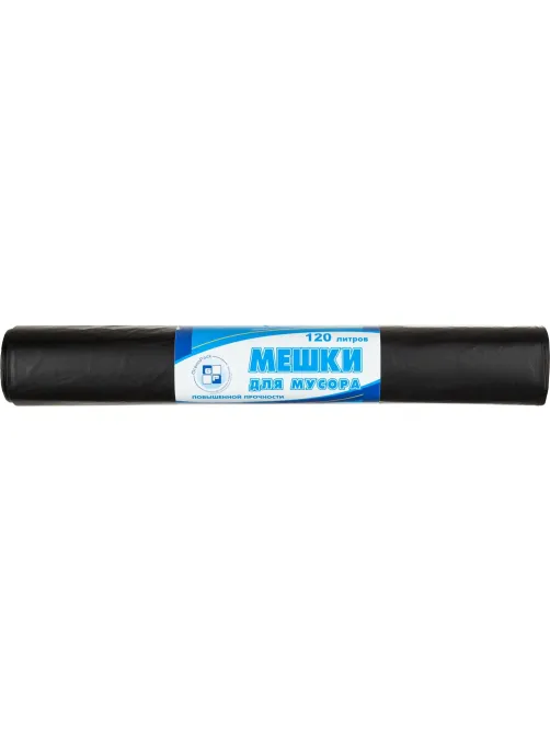 Мешки для мусора ПВД 120л 40мкм 10шт/рул черные 70х110см_Green Pack
