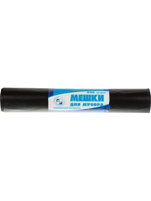 Мешки для мусора ПВД 240л 80мкм 10шт/уп черные 90х140см_Green Pack