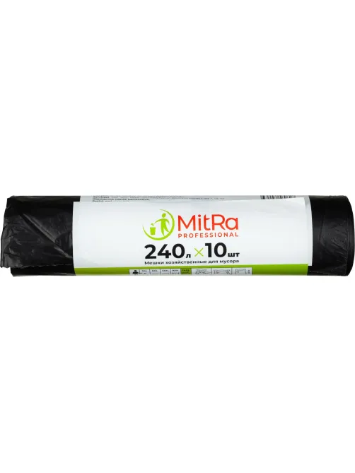 Мешки для мусора 240л, 112 х 140см  10шт/рул 30мкм (ПВД) (чер.)