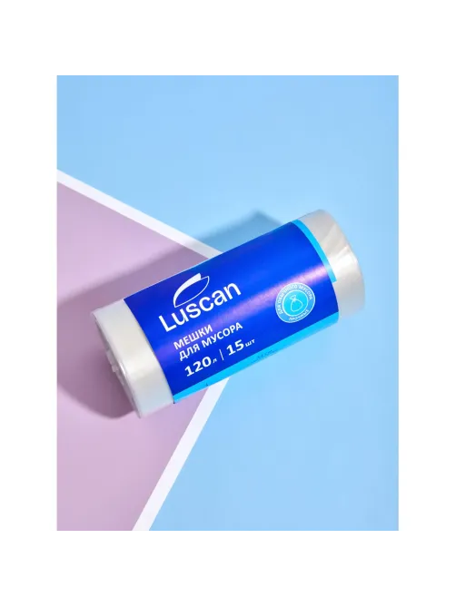 Мешки для мусора ПВД 120л 40мкм 15шт/рул прозрачные 70x110см Luscan