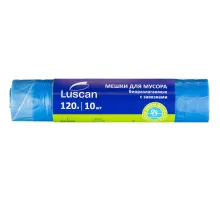 Мешки для мусора ПНД 120л 14мкм 10шт/рул синие 70х80см Luscan Bio с зав