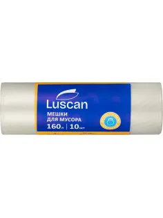 Мешки для мусора ПВД 160л 60мкм 10шт/рул прозрачные 90x110см Luscan