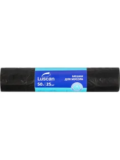 Мешки для мусора ПВД 50л 35мкм 25шт/рул черные 50х70см Luscan